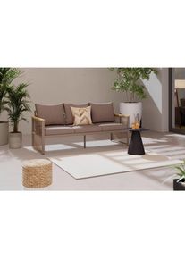 Ambia Garden Loungesofa , Beige , Holz, Metall , Akazie , massiv , F&uuml;llung: Polyester , L-Form , 190x73x76 cm , Gartenm&ouml;bel, Loungem&ouml;bel, Gartensofas
