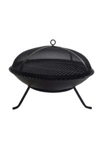 Ambia Garden Feuerschale , Schwarz , Metall , rund , 23 cm , Lfgb, Bsci , Grillfunktion, abnehmbare Standf&uuml;sse , Gartenm&ouml;bel, Feuerschalen & Feuerk&ouml;rbe