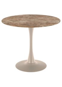 Mid.you Esstisch , Braun, Grau , Metall, Keramik , Drehteller , 90x75x90 cm , Esszimmer, Esstische, Esstische Keramik