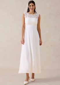 Abend-Maxikleid mit Spitze in weiss, Gr&ouml;sse 40, bonprix