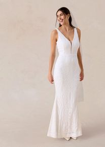 Brautkleid mit Paillettenstickerei in weiss, Gr&ouml;sse 50, bonprix