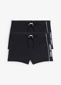 Lot de 2 shorts de bain en noir pour gar&ccedil;ons, Taille 128/134, Couleur/Motif: noir imprim&eacute;, bonprix