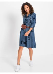 WITT Damen Sommerkleid in temperaturausgleichender, feuchtigkeitsregulierender Qualit&auml;t, blue-bleached-schwarz-bedruckt, Gr&ouml;&szlig;e 36, 100% Lyocell