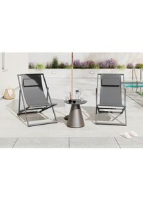 Ambia Garden Sonnenliege , Dunkelgrau , Metall, Textil , F&uuml;llung: Schaumstoff , Gartenm&ouml;bel, Gartenliegen, Sonnenliegen