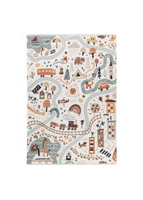 Spielteppich , Mehrfarbig , Textil , Fahrzeuge , rechteckig , 155x230 cm , Oeko-Tex&reg; Standard 100, Global Recycled Standard (Grs) , f&uuml;r Fussbodenheizung geeignet, lichtunempfindlich, waschbar, pflegeleicht, leicht zusammenrollbar, rutschfeste Unterfl&auml;che , Teppiche & B&ouml;den, Teppiche, Kinderteppiche