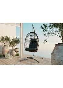 Ambia Garden H&auml;ngesessel , Grau, Schwarz, Dunkelgrau , Metall, Kunststoff, Textil , F&uuml;llung: Polyester,Polyester , 100x198x100 cm , wetterbest&auml;ndig , Gartenm&ouml;bel, H&auml;ngesessel