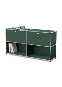Tchibo - Sideboard Metall &raquo;Cn3&laquo; mit 2 versetzbaren Klappenf&auml;chern - 152x40x82,5cm - olivgr&uuml;n - Stahl / Aluminium / Kunststoff