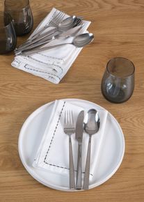 Stoffservietten aus Bio Baumwolle mit Stickerei (4er Pack) in beige, 40x40 cm, 100% Baumwolle, bonprix