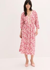 Jerseykleid mit Spitze in pink, Gr&ouml;sse 48/50 (XL), bonprix