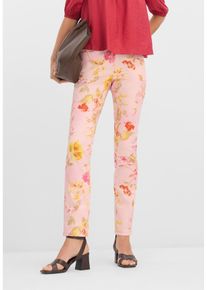 Stretch-Hose mit Bl&uuml;ten Print in rosa, Gr&ouml;sse 36, bonprix