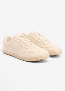 Sneaker mit Sohle in Bastoptik in beige, Gr&ouml;sse 38, bonprix