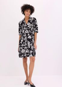 Blusenkleid aus flie&szlig;ender Viskose in schwarz, Gr&ouml;sse 44, bonprix