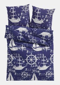 Parure de lit en linon en bleu135x200 cm, 100% coton, Couleur/Motif: bleu/blanc, bonprix