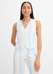 Blazer sans manches en blanc, Taille 50, Couleur/Motif: blanc/bleu clair ray&eacute;, bonprix