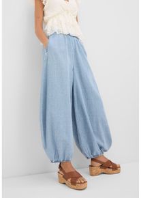 Haremshose aus leichtem Leinen-Mix in blau, Gr&ouml;sse 36, bonprix