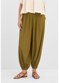 Haremshose aus strukturiertem Cr&ecirc;pe in gr&uuml;n, Gr&ouml;sse 52/54 (XXL), bonprix