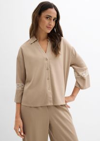 Bluse aus flie&szlig;ender Viskose in braun, Gr&ouml;sse 54, bonprix