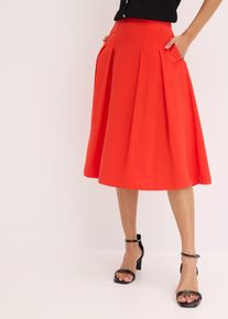 Faltenrock aus softem Viskosemix in rot, Gr&ouml;sse 54, bonprix