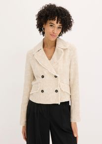 Jacke aus Baumwolljacquard mit Leinenanteil in beige, Gr&ouml;sse 38, bonprix