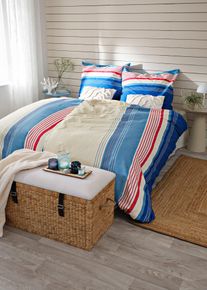 Parure de lit en linon en beige135x200 cm, 100% coton, Couleur/Motif: cr&egrave;me/bleu, bonprix