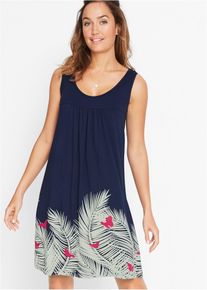 Robe courte en jersey sans manches en bleu, Taille 44/46 (L), Couleur/Motif: bleu fonc&eacute; floral, bonprix