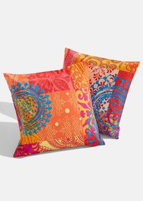 Kissenbezug mit Patchwork Druck (2er Pack) in orange, 40x40 cm, 100% Baumwolle, bonprix