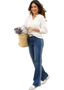 Damen Schlupf-Bluse mit R&uuml;schen am Ausschnitt weiss