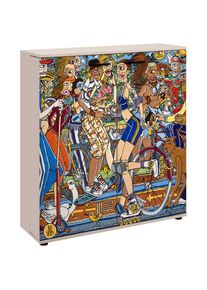 Mid.you Schuhschrank , Mehrfarbig , Holzwerkstoff , 8 F&auml;cher , 100x110x34 cm , Garderobe, Schuhaufbewahrung, Schuhschr&auml;nke