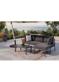 Ambia Garden Loungegarnitur , Dunkelgrau , Metall, Textil , 3-teilig , F&uuml;llung: Polyester,Schaumstoff , 117x66x62 cm , Gartenm&ouml;bel, Loungem&ouml;bel, Gartenlounge-Sets