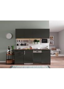respekta K&uuml;chenblock , Grau, Eichefarben , Holzwerkstoff , 1 Schublade(n),1 Schublade(n) Schubladen , nur wie online abgebildet bestellbar, seitenverkehrt montierbar , 195 cm , Made in Germany , links aufbaubar, rechts aufbaubar , K&uuml;chen, K&uuml;chenbl&ouml;cke, K&uuml;chenzeilen, K&uuml;chenzeilen mit Ger&auml;ten