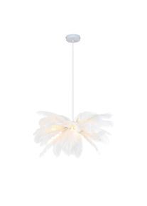 Novel H&auml;ngeleuchte , Weiss , Metall, Textil , Federn , Blatt , 120 cm , RoHS, CE , Lampen & Leuchten, Innenbeleuchtung, H&auml;ngelampen, Pendelleuchten