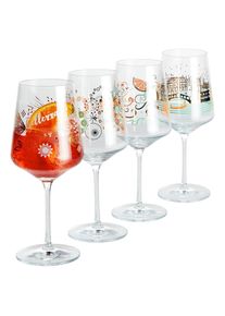 Ritzenhoff Spritzerglas , T&uuml;rkis, Weiss, Beige, Ros&eacute;gold , Glas , 4-teilig , 544 ml , 20.3x26.6x19.4 cm , Made in Germany , Gl&auml;ser, Weingl&auml;ser, Weissweingl&auml;ser