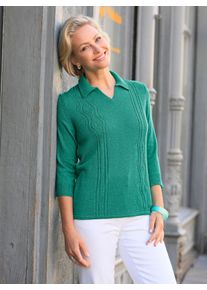 WITT Damen Polopullover mit gerippten Abschl&uuml;ssen, smaragd, Gr&ouml;&szlig;e 54, 100% Polyacryl