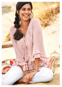 WITT Damen Schlupfbluse mit Blumenstickerei, hellros&eacute;, Gr&ouml;&szlig;e 44, 100% Viskose