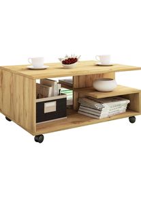 Mid.you Couchtisch , Eichefarben, Honig , Holzwerkstoff , rechteckig , 80x40x50 cm , Stauraum, offenes Fach , Wohnzimmer, Wohnzimmertische, Couchtische, Couchtische eckig