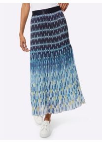 WITT Damen Plisseerock mit einfarbigem Elastikbund, marine-hellblau-bedruckt, Gr&ouml;&szlig;e 44, 100% Polyester