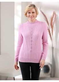 WITT Damen Stehkragenpullover mit Glitzersteinchen, ros&eacute;, Gr&ouml;&szlig;e 52, 50% Viskose, 28% Polyester, 22% Polyamid