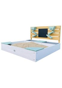 Sandkasten , Braun, Gr&uuml;n, Weiss , Holz, Kunststoff , Hemlocktanne , 100x105x59 cm , unisex , EN 71, CE, FSC 100% , Sitzfl&auml;che, mit Holzschutz vorbehandelt , Freizeit & Co, Outdoor-Spielzeug, Sandk&auml;sten