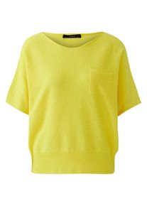 Oui - Pullover mit &uuml;berschnittener Schulter, gelb, Gr. 40, Baumwolle