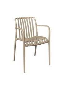 Ambia Garden Stapelsessel , Beige , Kunststoff , Rundrohr , 55x81x57 cm , stapelbar, inklusive Armlehnen , Gartenm&ouml;bel, Balkonm&ouml;bel
