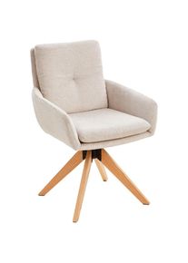 Livetastic Armlehnstuhl , Creme , Holz, Metall, Textil , Eiche , massiv , F&uuml;llung: Schaumstoff , konisch , 58x91x63.5 cm , Sitzfl&auml;che 360&deg; drehbar , Esszimmer, St&uuml;hle, Polsterst&uuml;hle
