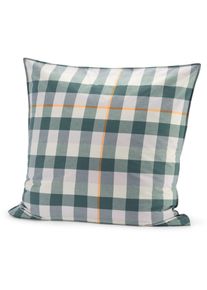 lavie home Kopfkissenbezug Baumwolle kariert Dunkelgr&uuml;n 80 &times; cm