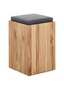 Linea Natura Hocker , Eichefarben, Anthrazit , Holz, Textil , Eiche , massiv , F&uuml;llung: Schaumstoff , rechteckig , 35x52x35 cm , Wohnzimmer, Sessel, Hocker, Sitzhocker