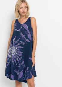 Robe en jersey 100% coton en bleu, Taille 44/46 (L), 100% coton, Couleur/Motif: bleu fonc&eacute;/bleu fum&eacute;e/violet batik, bonprix