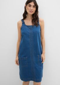 Baumwoll-Jeanskleid mit Latztr&auml;gern knieumspielend in blau, Gr&ouml;sse 38, 98% Baumwolle, bonprix