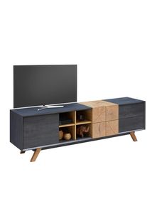 CARRYHOME Lowboard , Eichefarben, Dunkelgrau , 3 F&auml;cher , 2 Schublade(n) Schubladen , 180x55x40 cm , Beim&ouml;bel erh&auml;ltlich , Wohnzimmer, TV M&ouml;bel, Lowboards