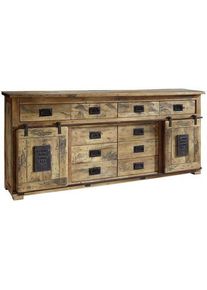 Livetastic Sideboard , Naturfarben , Holz , Mangoholz,Mangoholz , massiv,massiv , 2 F&auml;cher , 10 Schublade(n) Schubladen , 200x90x45 cm , Typenauswahl , Kleinm&ouml;bel, Kommoden, Sideboards