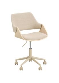Mid.you Drehstuhl , Naturfarben, Beige , Holz, Metall, Textil , Esche, Pappel , furniert, Sperrholz , Drehkreuz , 51x78x88 cm , Sitzfl&auml;che 360&deg; drehbar , B&uuml;rom&ouml;bel, B&uuml;rost&uuml;hle, Drehstuhl
