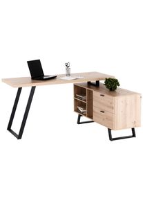 Livetastic Eckschreibtisch , Schwarz, Eichefarben , Metall , 2 Schublade(n) Schubladen , rechteckig , Flachrohr , 60x75x150 cm , Stauraum , B&uuml;rom&ouml;bel, Schreibtische, Eckschreibtische