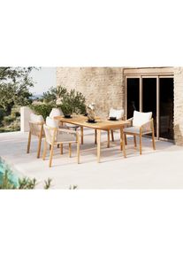 Ambia Garden Gartenstuhl , Akaziefarben, Beige , Holz , Akazie , massiv , F&uuml;llung: Polyester , 58x77x62 cm , FSC 100% , inklusive Armlehnen , Gartenm&ouml;bel, Gartenst&uuml;hle, Gartensessel